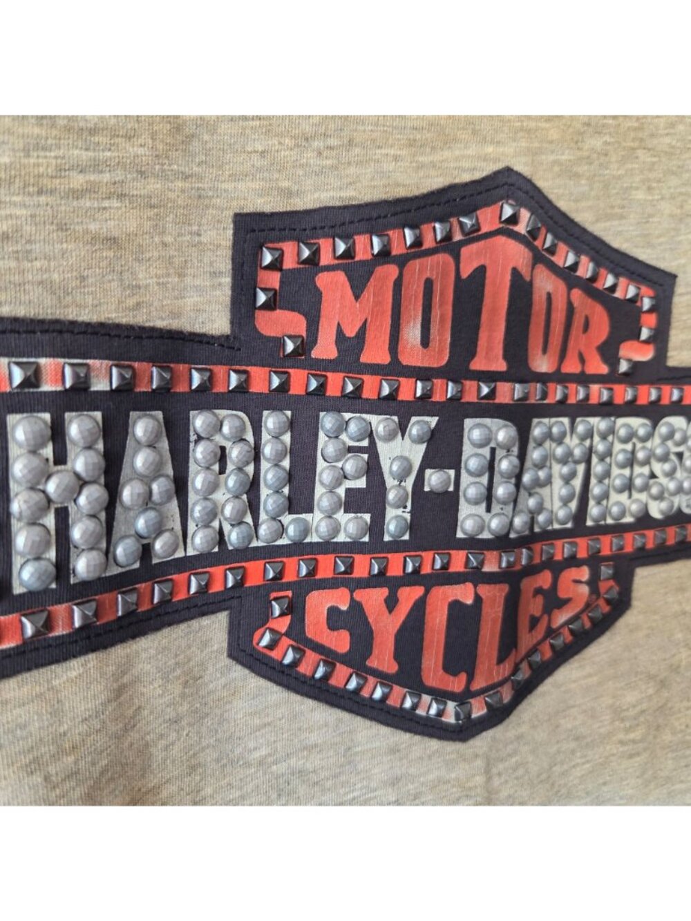 Harley-Davidson Womens M Brown Ombre Studded Logo T-Shirt Cotton Blend - Picture 4 of 10
